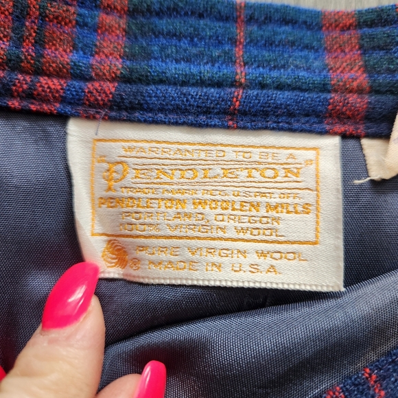 Vintage Pendleton 100% Virgin Wool Plaid Midi Skirt Blue And Red Women's Size 10 - Picture 4 of 10